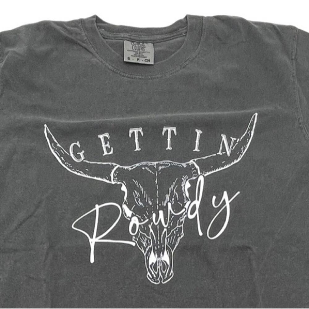 NEW - Comfort Colors Tee Western Getting Rowdy Retro Graphic Tee pepper gray - Picture 11 of 13